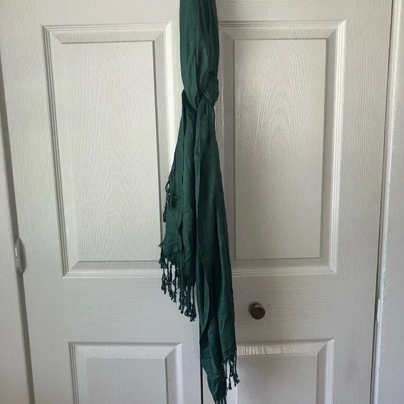 Dark Green 100% Cashmere Pashmina Scarf w/Fringe NEW - Picture 2 of 12